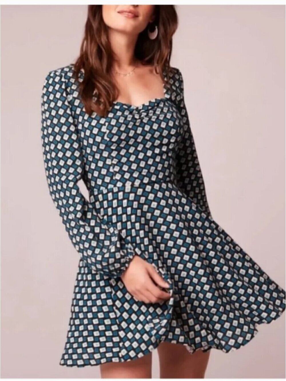 NWOT | Band of Gypsies Sz M | Genevieve Long Sleeve Smocked Mini